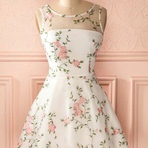 Ivory Dress with Pink Flowers